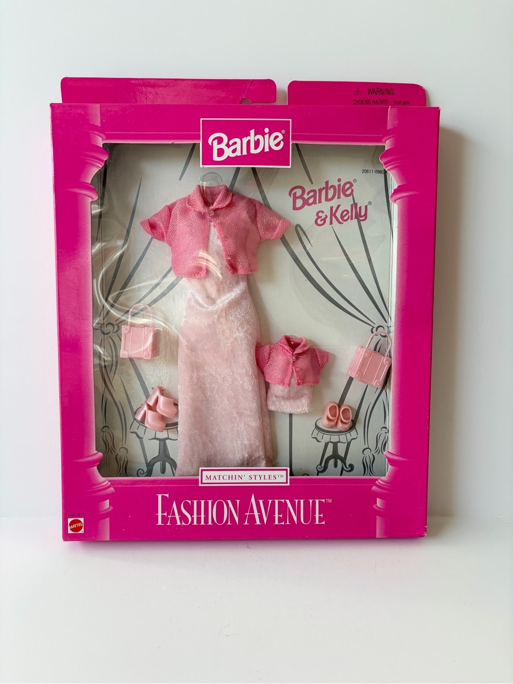 NIB Barbie & Kelly Fashion Avenue Matchin' Styles Pink Dress Outfits